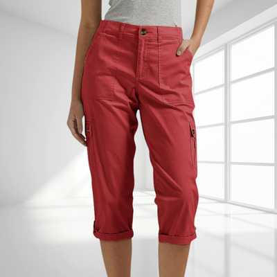 Daria™ - Enfärgade Avslappnade Cargocapribyxor Med Flera Fickor